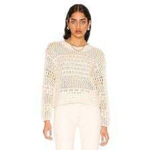 LINE AND DOT Cream Knit Women's Kora Crochet Sweater Size Large